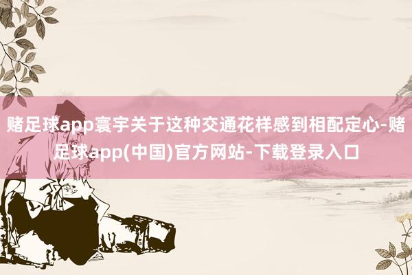 赌足球app寰宇关于这种交通花样感到相配定心-赌足球app(中国)官方网站-下载登录入口