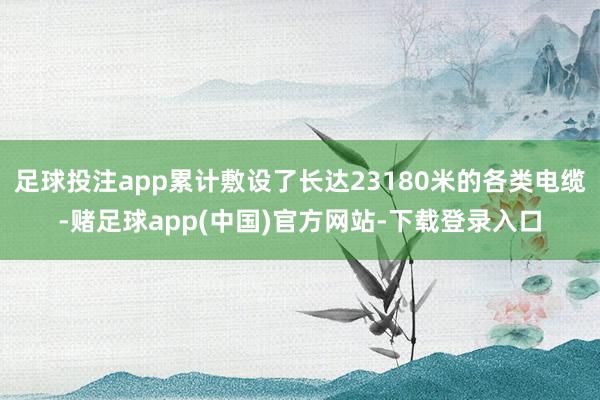 足球投注app累计敷设了长达23180米的各类电缆-赌足球app(中国)官方网站-下载登录入口