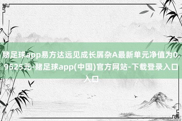 赌足球app易方达远见成长羼杂A最新单元净值为0.9525元-赌足球app(中国)官方网站-下载登录入口