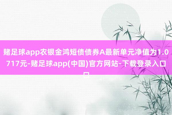 赌足球app农银金鸿短债债券A最新单元净值为1.0717元-赌足球app(中国)官方网站-下载登录入口