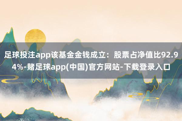 足球投注app该基金金钱成立：股票占净值比92.94%-赌足球app(中国)官方网站-下载登录入口