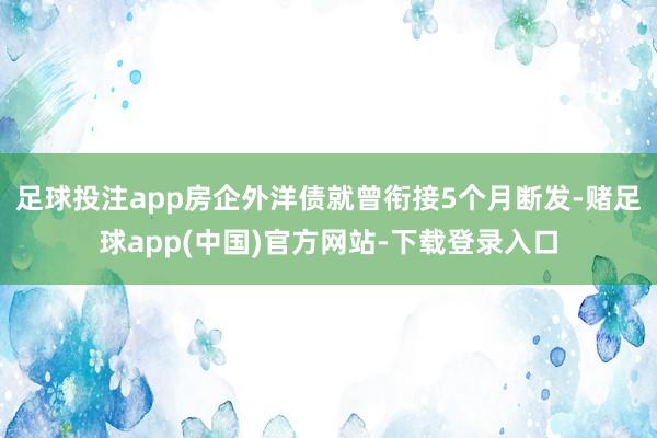 足球投注app房企外洋债就曾衔接5个月断发-赌足球app(中国)官方网站-下载登录入口