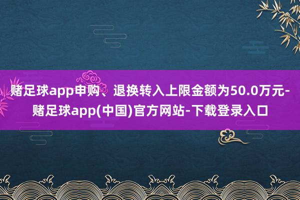 赌足球app申购、退换转入上限金额为50.0万元-赌足球app(中国)官方网站-下载登录入口