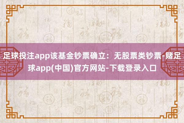 足球投注app该基金钞票确立：无股票类钞票-赌足球app(中国)官方网站-下载登录入口